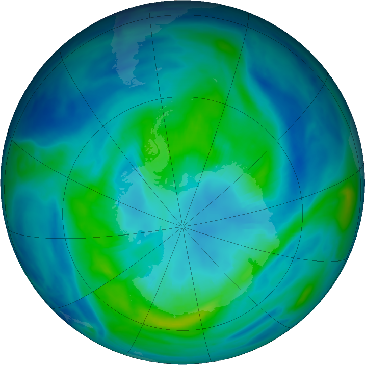 Antarctic ozone map for 11 April 2024